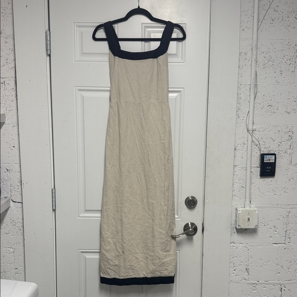 Abercrombie & Fitch Cream and Black Maxi Dress - Linen Dress - BRAND NEW Small - Picture 1 of 5